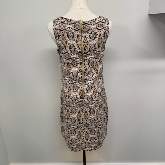NWOT Cynthia Rowley Beige Black Gold Patterned Sleeveless Sheath Dress – Size 4 - Picture 2 of 7